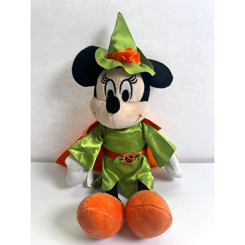 Disney Minnie Mouse Witch Halloween Costume Green Dress Cape 12” Plush‎ Toy